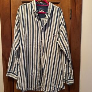 Coliseum Jeans Button Down Shirt Mens 2XLT 2X Tall White Striped Denim Western